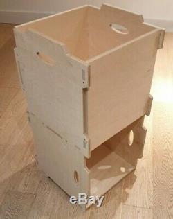 10 x VINYL RECORD STORAGE BOXES. LP 12 STACKABLE SHELF UNIT. Ply Wood