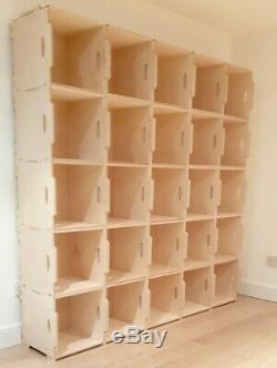 10 x VINYL RECORD STORAGE BOXES. LP 12 STACKABLE SHELF UNIT. Ply Wood