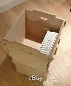 10 x VINYL RECORD STORAGE BOXES. LP 12 STACKABLE SHELF UNIT. Ply Wood