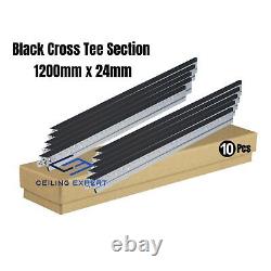 10pcs Black Cross Tee Section 1200mm Suspended Ceiling Grid System Component T24