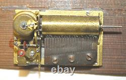 1800's Antique Wood Jewelry Music Box Swiss 42 Note 4 Songs Mechanical Movement
