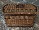 1870s Wooden Sewing Basket With Music Box Pink Satin Lining Handmade In Germany