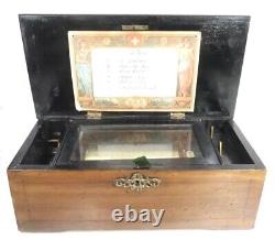 1880s Antique Swiss P. V. F. Paillard 6-song cylinder Wooden music box