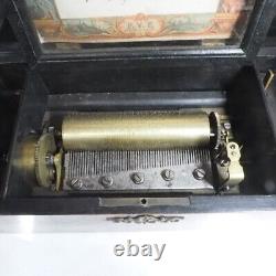 1880s Antique Swiss P. V. F. Paillard 6-song cylinder Wooden music box