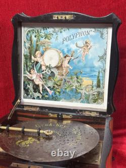 19th Century Music Cylinder Polyphon Swiss Victorian Inlaid Music Box Circa 1870