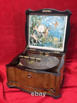 19th Century Music Cylinder Polyphon Swiss Victorian Inlaid Music Box Circa 1870