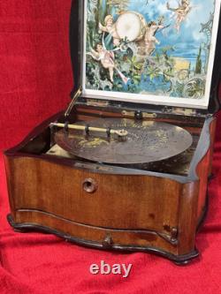 19th Century Music Cylinder Polyphon Swiss Victorian Inlaid Music Box Circa 1870