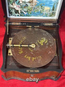 19th Century Music Cylinder Polyphon Swiss Victorian Inlaid Music Box Circa 1870