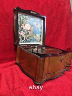 19th Century Music Cylinder Polyphon Swiss Victorian Inlaid Music Box Circa 1870