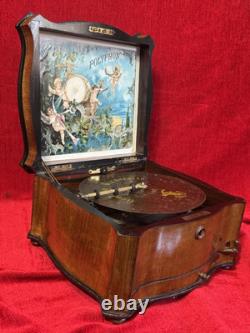 19th Century Music Cylinder Polyphon Swiss Victorian Inlaid Music Box Circa 1870