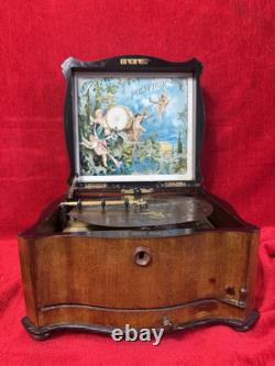 19th Century Music Cylinder Polyphon Swiss Victorian Inlaid Music Box Circa 1870
