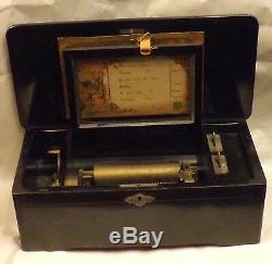 19th Century Victorian Mermod Freres Swiss Cylinder Wood Music Box 6 Songs WOW