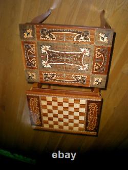 2 Sorrento Inlaid Wood Musical ACCENT Table Jewelry Box Hinged Storage ITALY