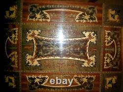 2 Sorrento Inlaid Wood Musical ACCENT Table Jewelry Box Hinged Storage ITALY