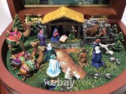 2 Vtg Danbury Mint Christmas Music Boxes 3D Jesus Nativity Heavenly? Angels Wood