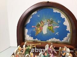 2 Vtg Danbury Mint Christmas Music Boxes 3D Jesus Nativity Heavenly? Angels Wood