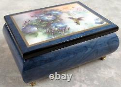 2014 ERCOLANO HUMMINGBIRD WithVIOLETS WOOD MUSIC BOX LENA LIU LARA'S THEME