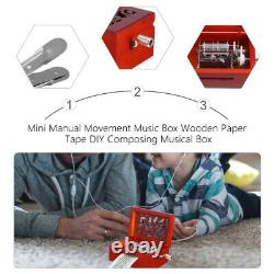 3 pcs Mini Manual Movement Box Wooden Paper Tape DIY Composing Musical