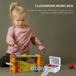 3 pcs Mini Manual Movement Box Wooden Paper Tape DIY Composing Musical Bo