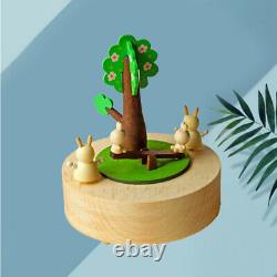 3 pcs Moving Cartoon Rabbit Wooden Decorative Creative Gift for Birthday Girls