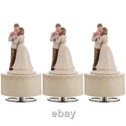 3 pcs Nordic Style Clockwork Rotating Box Wedding Couple Wooden Melody