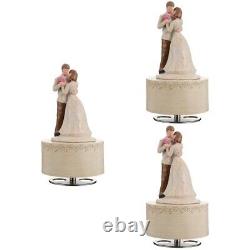 3 pcs Nordic Style Clockwork Rotating Box Wedding Couple Wooden Melody