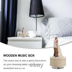 3 pcs Nordic Style Clockwork Rotating Box Wedding Couple Wooden Melody