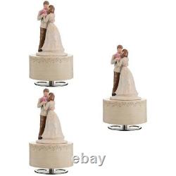 3 pcs Nordic Style Clockwork Rotating Box Wedding Couple Wooden Melody