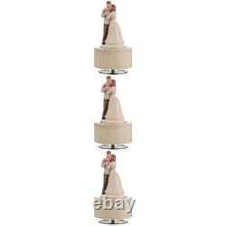 3 pcs Nordic Style Clockwork Rotating Box Wedding Couple Wooden Melody