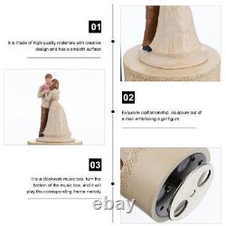 3 pcs Nordic Style Clockwork Rotating Box Wedding Couple Wooden Melody