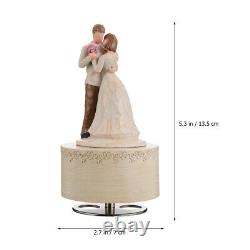 3 pcs Nordic Style Clockwork Rotating Box Wedding Couple Wooden Melody