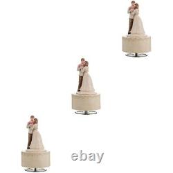 3 pcs Nordic Style Clockwork Rotating Box Wedding Couple Wooden Melody