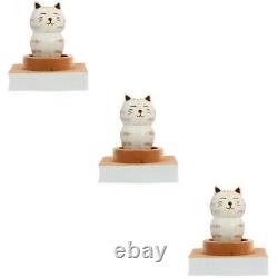 3 pcs Rotating Box Cartoon Cat Model Desktop Ornament Wooden Melody Box