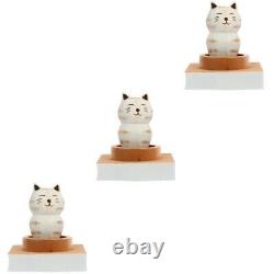 3 pcs Rotating Box Cartoon Cat Model Desktop Ornament Wooden Melody Box