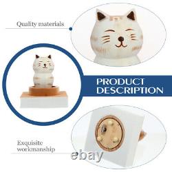 3 pcs Rotating Box Cartoon Cat Model Desktop Ornament Wooden Melody Box