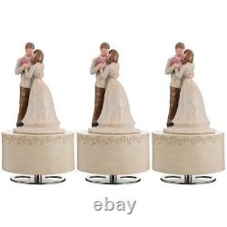 3 pcs Wedding Box Couple Sculpture Wooden Melody Box Desktop Decoration