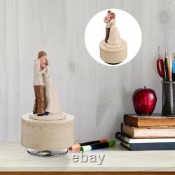 3 pcs Wedding Box Couple Sculpture Wooden Melody Box Desktop Decoration