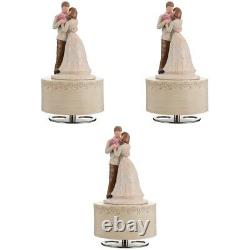 3 pcs Wedding Box Couple Sculpture Wooden Melody Box Desktop Decoration