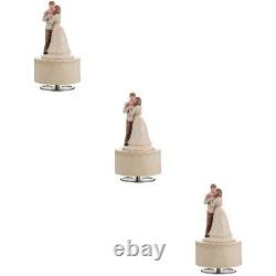 3 pcs Wedding Box Couple Sculpture Wooden Melody Box Desktop Decoration