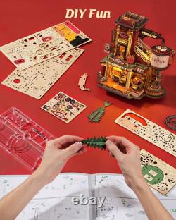 3D Wooden Puzzle Music Box Dream Gift Factory Model Kits for Adults to Build Uni