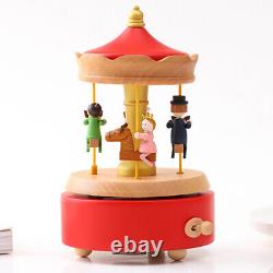 3x Wind up Carousel Wooden Melody Box Gift for Birthday Valentines Day