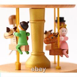 3x Wind up Carousel Wooden Melody Box Gift for Birthday Valentines Day