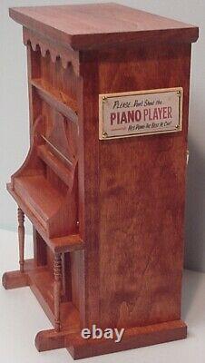 4-Tune Piano Music Box with Pianist & Accessories Hand Made by a Texas Craftsman