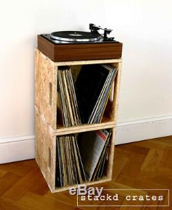 4 xRecord cube record crate stacking box shelves vinyl storage 4xflatpack OSB