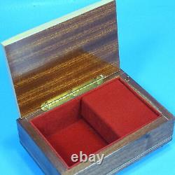 6 Antique Swiss Wood Carved Jewelry MUSIC BOX Edelweiss 15303 Floral Inlay