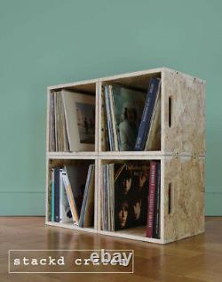 6 xRecord cube record crate stacking box shelves vinyl storage 6xflatpack OSB