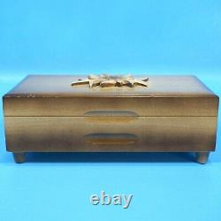 7 Antique Swiss Wood Carved Jewelry MUSIC BOX Cloches Corneville Merry Waltz