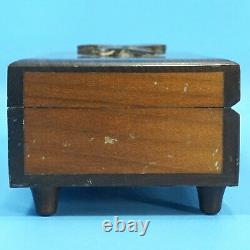 7 Antique Swiss Wood Carved Jewelry MUSIC BOX EDELWEISS Flower Relief c1900