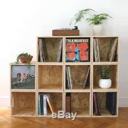 8 x Record cube record crate stacking box shelves vinyl storage 8x flatpack OSB