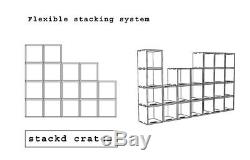8 x Record cube record crate stacking box shelves vinyl storage 8x flatpack OSB